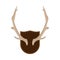 Mounted antlers horn wildlife hunt deer rack vector icon. Interior wall trophy animal silhouette skull bone. Flat design isolated