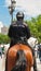 Mounted police providing security for tourist in old town, Madrid, Spain on a clear, summer day