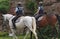 Mounted police on two horses at Hoehenpark Killesberg in Stuttgart