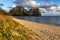 Mounts Lidgbird and Gower from Lagoon Beach, Lord Howe Island, Australia