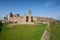 Mourao castle facade entrance with tower in Alentejo, Portugal