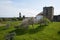 Mourao castle towers and wall historic building with interior garden in Alentejo, Portugal