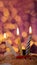 Mourning candle of sadness and longing. Festive fire macro background.