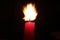 Mourning candle of sadness and longing. Festive fire macro background.