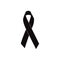Mourning ribbon, Black awareness ribbon isolated on white background vector illustration