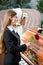 Mourning Woman at Funeral with coffin