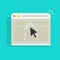 Mouse arrow click on browser web site window vector icon, black cursor clicking