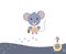 Mouse businessman illustration set. Different types: profile, full face, emotion of happiness and traces of paws. Flat cartoon c