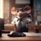 Mouse Businessman In The Office. Generative AI