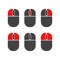 Mouse buttons click isolated vector icons set. Computer mouse buttons left click, scroll, right click, both