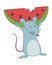 A Mouse Carrying Watermelon