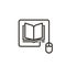 Mouse connected to a book icon. Trendy vector thin line illustration for concepts of online reading, e-learning, online education