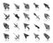 Mouse Cursor black silhouette icons vector set