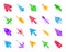 Mouse Cursor color silhouette icons vector set