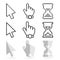 Mouse Cursor Icon Set - Pixel and Smooth Arrows, Hands and Hourglasses Clocks