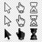 Mouse Cursor Icon Set - Pixel and Smooth Arrows, Hands and Hourglasses Clocks