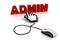 Mouse cursor points to the word Admin