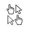 Mouse cursor vector icons. Hand cursor pointer icon, pixel and regular. Arrow poiner cursor icon