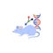 Mouse with DNA for genetic and bioengineering, flat vector illustration isolated.