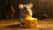 Mouse eating cheese. Generative AI