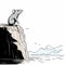 Mouse On The Edge: A High Contrast Illustration Of A Mouse On A Cliff