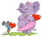 Mouse & Elephant Love - Cartoon Illustration