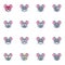 Mouse emoji collection, flat icons set