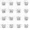 Mouse emoji line icons set