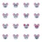 Mouse emoticon collection, flat icons set
