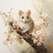 Mouse With Flowers: A Delicate Painting In The Style Of Mark Keathley
