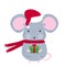 Mouse, gift, red Santa Claus hat