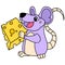 the mouse happily brings a slice of cheese to eat  doodle icon image kawaii