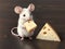 Mouse holding piece of cheese. Generative AI