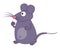 Mouse with large moustache in purple and profile on white background - vector