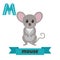 Mouse. M letter. Cute children animal alphabet in vector. Funny