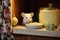mouse peeking from an open butter dish in fridge