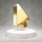 Mouse Pointer icon. Shiny golden Mouse Pointer symbol on white marble podium