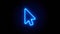 Mouse Pointer neon sign appear in center and disappear after some time. Loop animation of blue neon icon