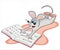 Mouse and primer, educational page, humorous illustration