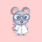 Mouse scientist wearing glasses cartoon