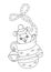 Mouse sitting in Christmas mitten coloring page