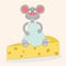 Mouse sitting on a piece of cheese