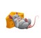 Mouse sleeping on cheese. Cartoon character