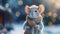 Mouse in the snow with a scarf