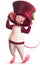 Mouse in sweater trying on hat with Christmas decoration. Mouse symbol of 2020 year rat on Chinese calendar