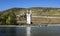 Mouse Tower with historical coloring and ruins of Ehrenfels Castle. Rhineland-Palatinate, Germany, Europe