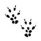 Mouse track icon. Small rat rodent prints. Vector, toy contour such as animal paw. Illustration