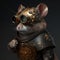A mouse wearing steampunk glasses and armor. Generative Ai