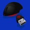 Mouse wireless USB black with red light