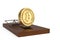 Mousetrap with bitcoin on white background 3D illustration.